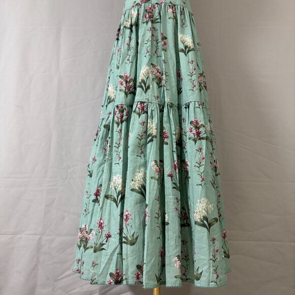 Agua by Agua Bendita  Green layered linen maxi dress with Lima linen embroidery - Picture 8 of 12